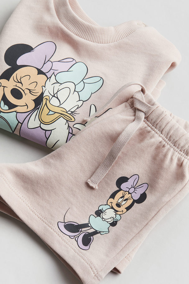 H&M 2-teiliges Sweatshirt-Set mit Print Helles Mattrosa/Minnie Maus