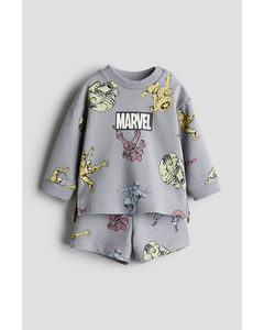 2-teiliges Sweatshirt-Set mit Print Hellgrau/Marvel