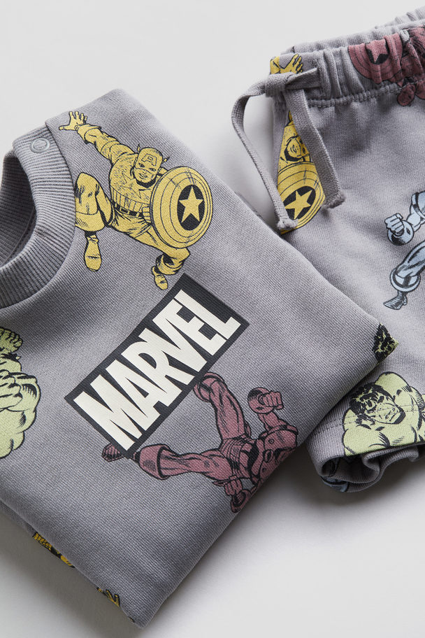 H&M 2-teiliges Sweatshirt-Set mit Print Hellgrau/Marvel