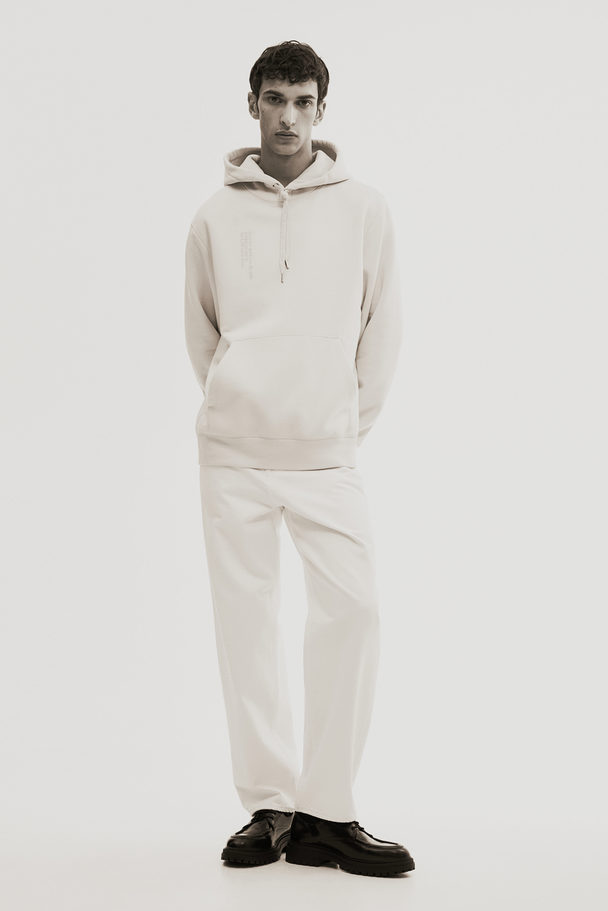 H&M Capuchonsweater Met Print - Regular Fit Lichtbeige
