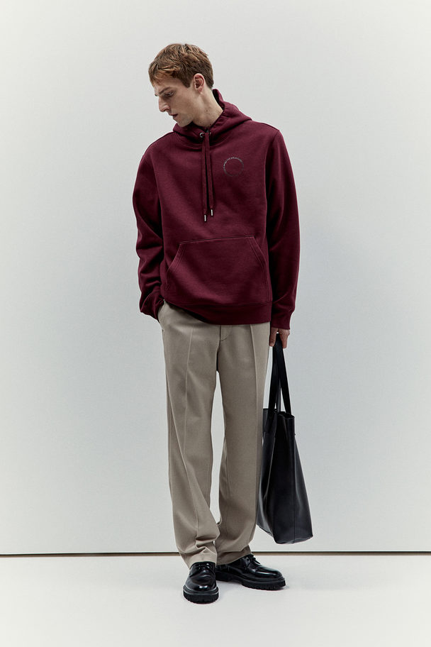 H&M Capuchonsweater Met Print - Regular Fit Donkerrood
