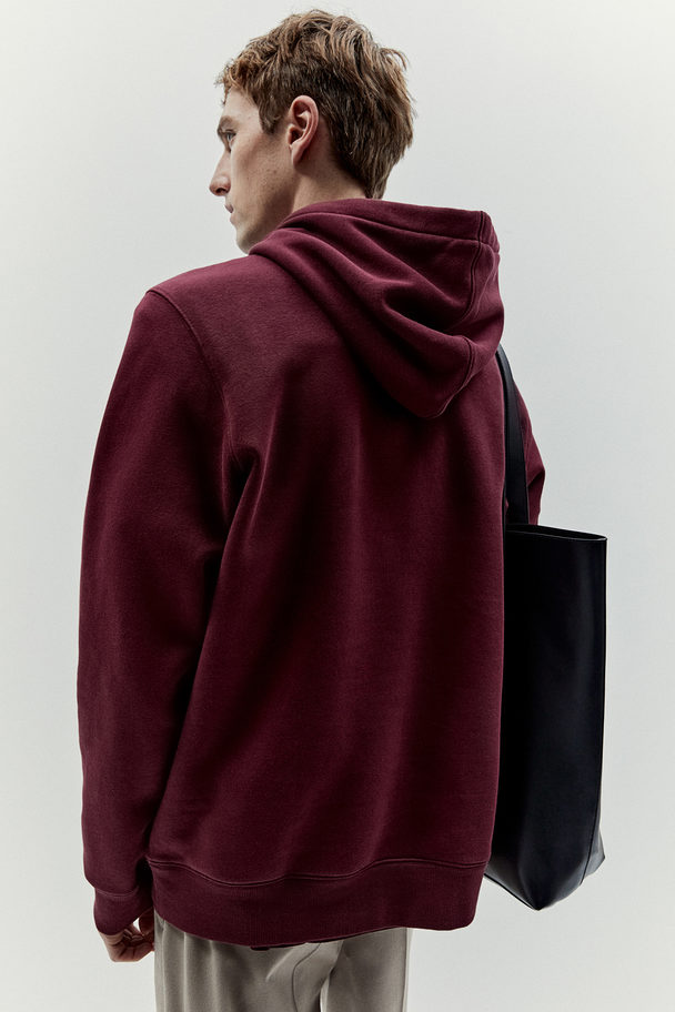 H&M Capuchonsweater Met Print - Regular Fit Donkerrood