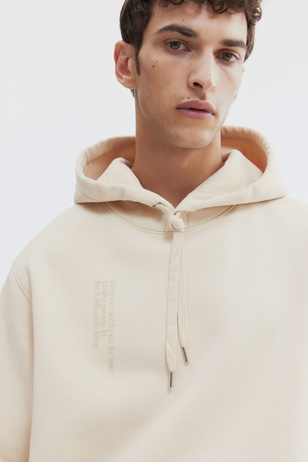 H&M Capuchonsweater Met Print - Regular Fit Lichtbeige