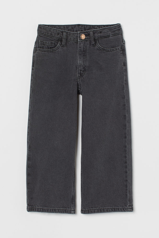 H&M Wide Leg Jeans Schwarz/Washed out