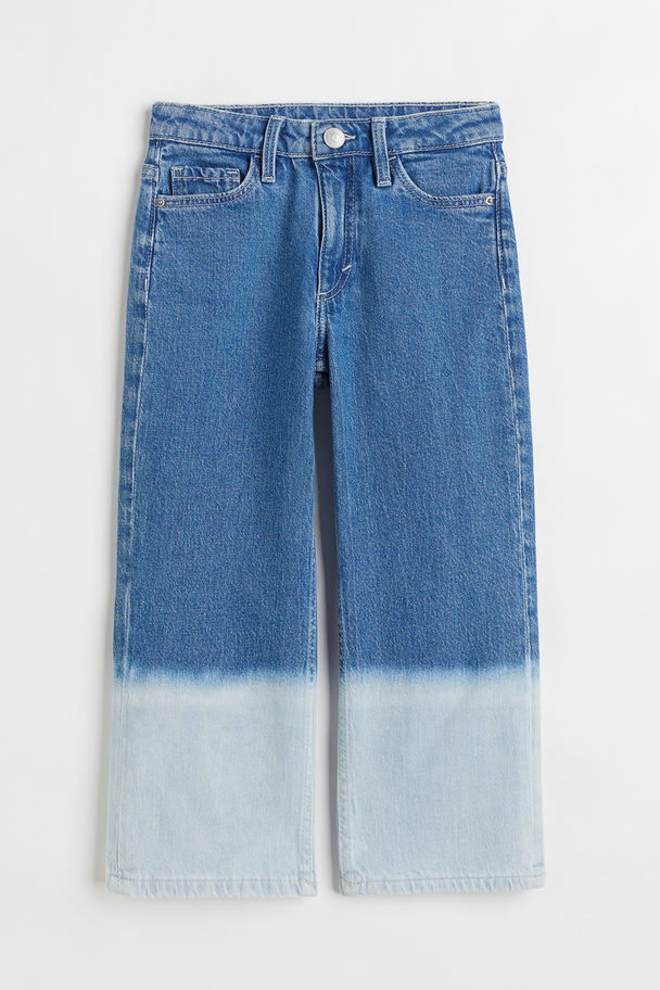 H&M Wide Leg Jeans Blau/Blockfarben