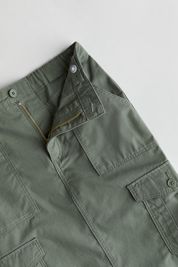 H&M Cotton Cargo Skirt Dark Khaki Green