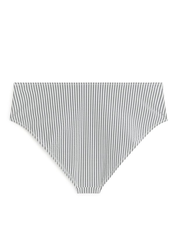 ARKET Bikini-Hose aus Seersucker Schwarz/weiß gestreift