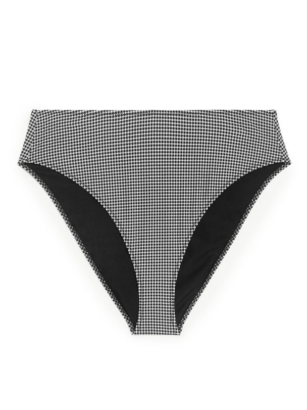 ARKET Bikini-Hose aus Seersucker Schwarz/Weiß