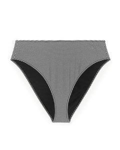 Bikini-Hose aus Seersucker Schwarz/Weiß