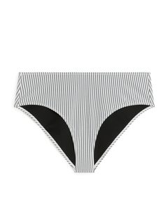 Bikini-Hose aus Seersucker Schwarz/weiß gestreift