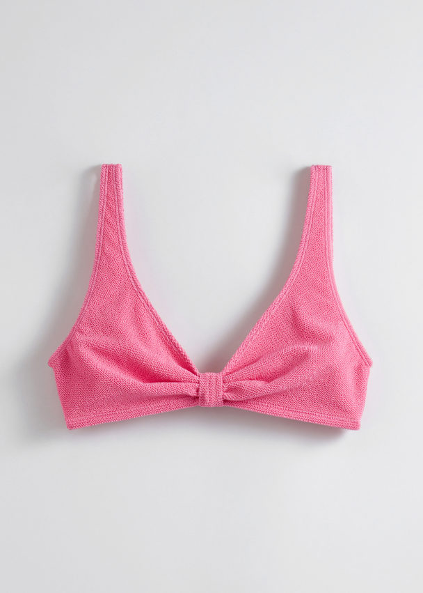 & Other Stories Textured Triangle Bikini Top Pink