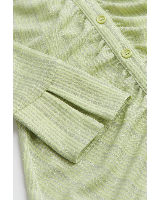 H&M Draped Shirt Dress Light Green/glittery