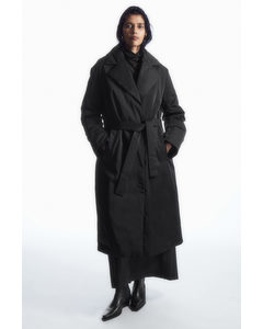 Belted Padded Shell Down Coat Black