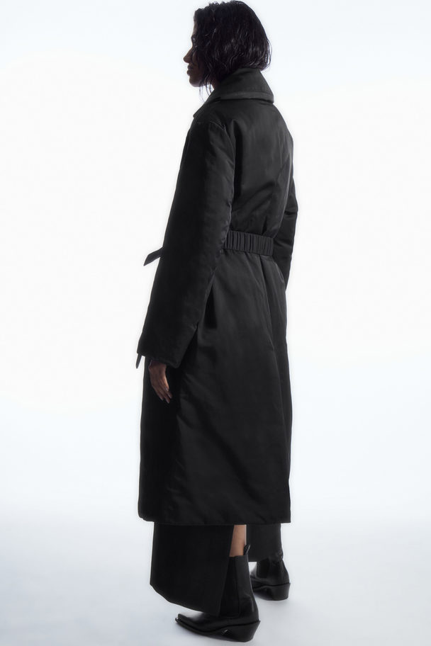 COS Belted Padded Shell Down Coat Black