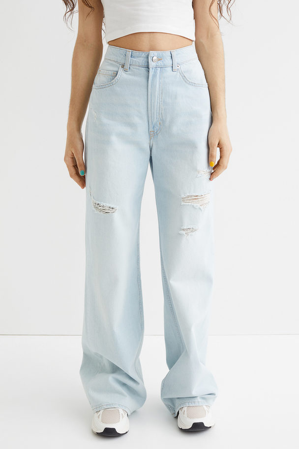 H&M Wide High Jeans Pale Denim Blue