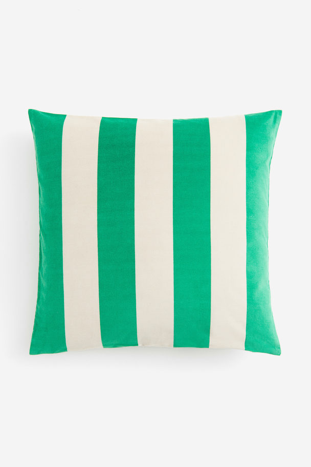 H&M HOME Velvet Cushion Cover Green/striped