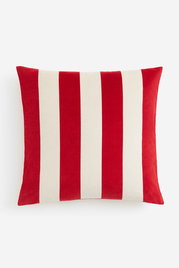 H&M HOME Velvet Cushion Cover Red/striped