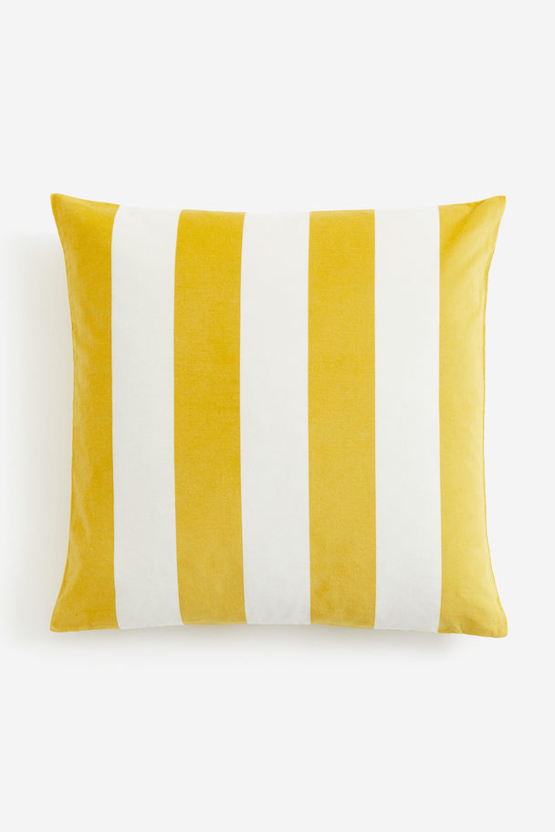 H&M HOME Velvet Cushion Cover Yellow/striped