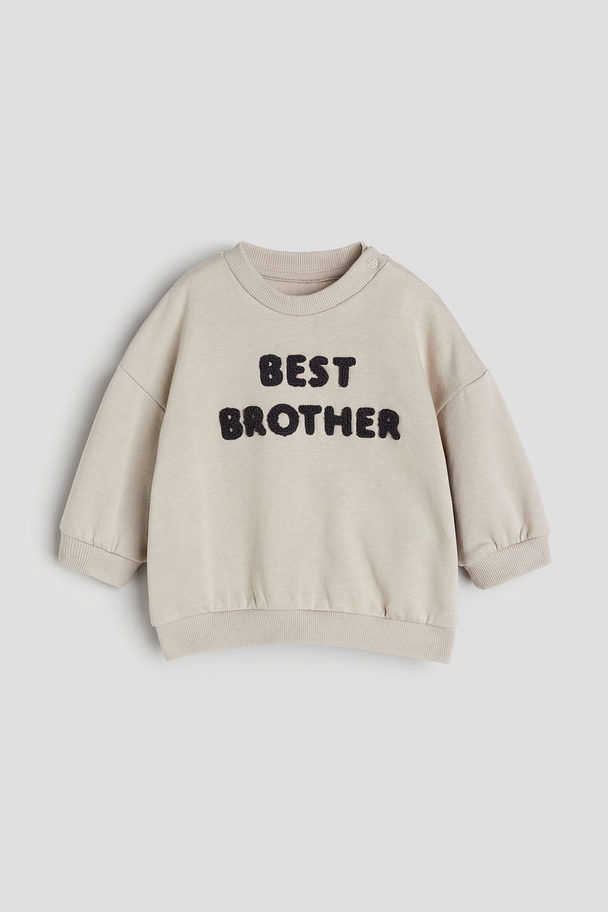H&M Geschwister-Sweatshirt Beige/Best Brother