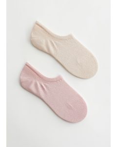 Low Cut Glitter Sock Set Beige/pink