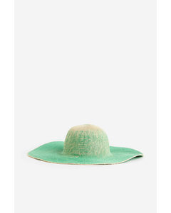 Wide Brim Straw Hat Bright Green