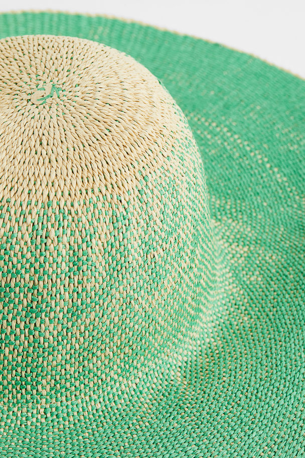 H&M Wide Brim Straw Hat Bright Green