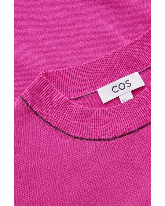 COS Short-sleeve Knitted T-shirt Fuchsia Pink