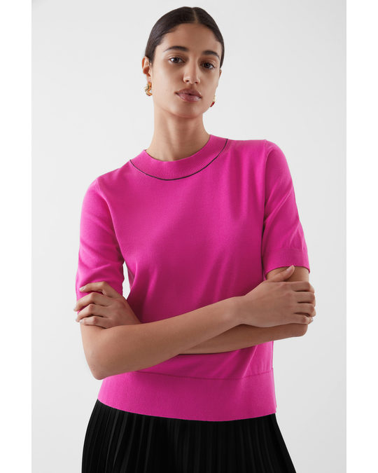 COS Short-sleeve Knitted T-shirt Fuchsia Pink