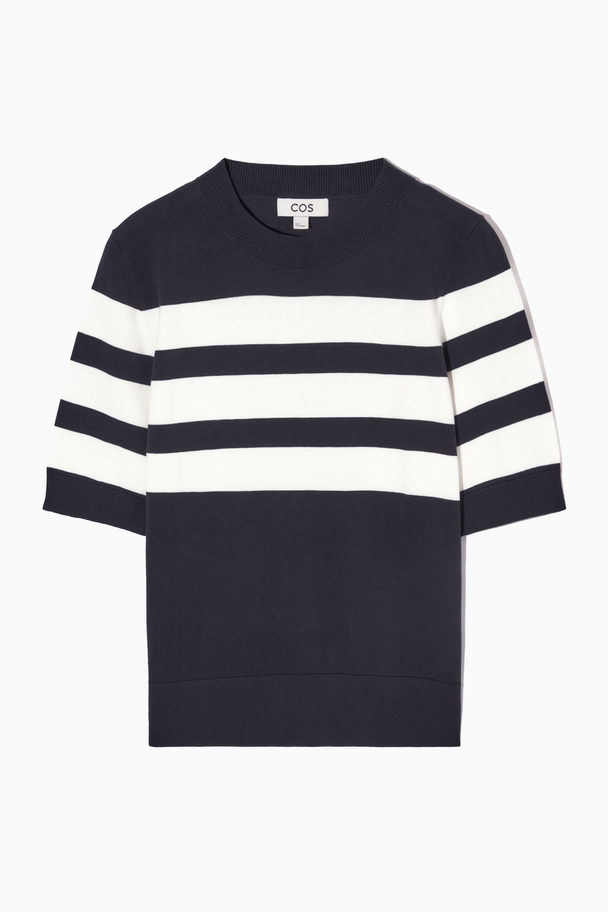 COS Short-sleeve Knitted T-shirt Navy / White