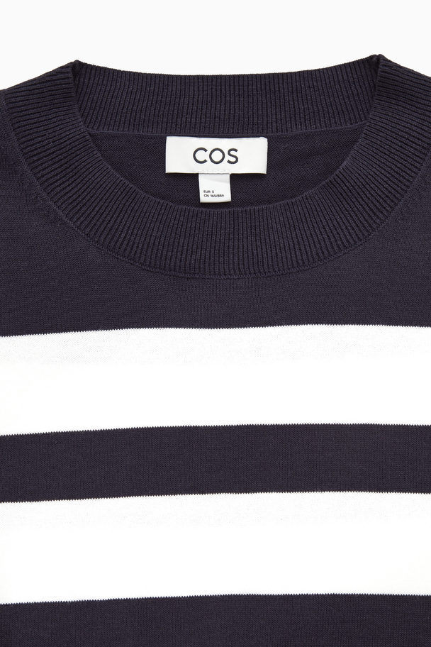 COS KURZÄRMLIGES T-SHIRT NAVYBLAU/WEISS