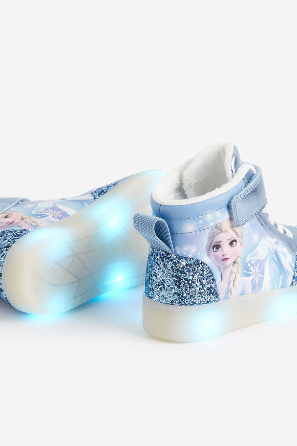 H&M Warmgevoerde Hoge Sneakers Met Ledlichtjes Lichtblauw/frozen