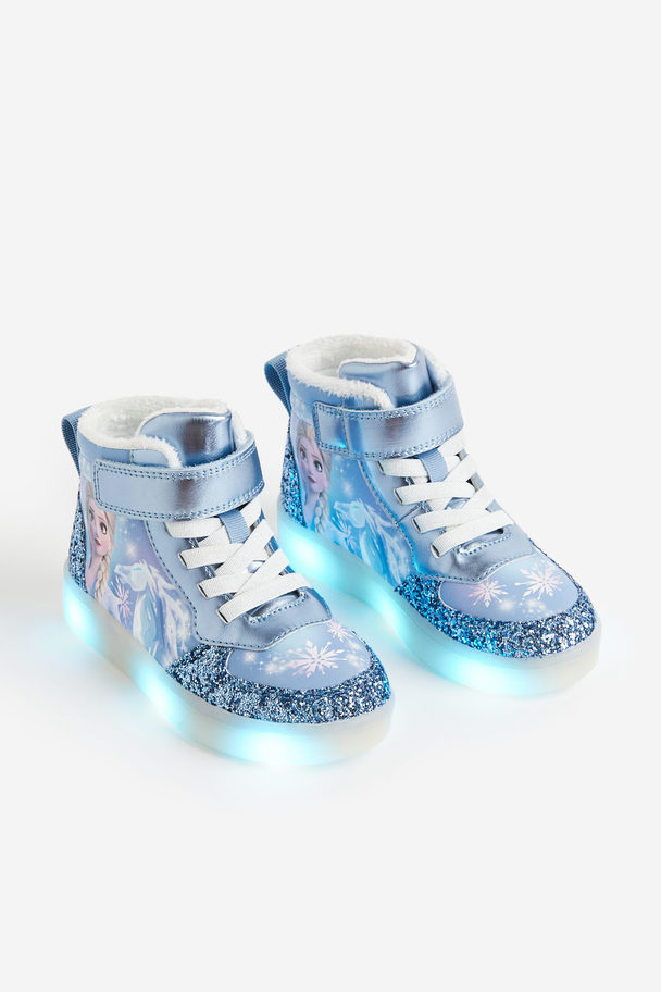 H&M Warmgevoerde Hoge Sneakers Met Ledlichtjes Lichtblauw/frozen