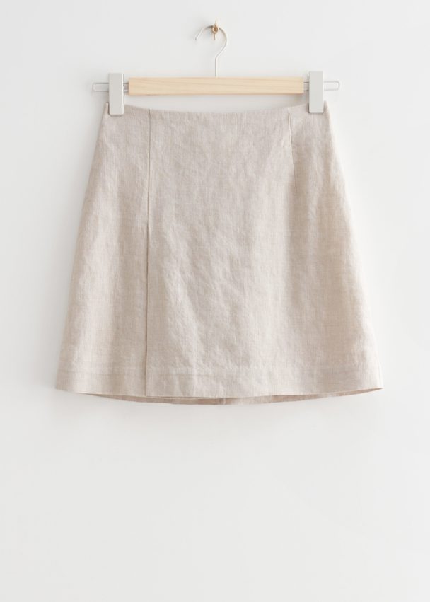& Other Stories Linen Mini Skirt Light Beige