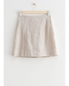 Linen Mini Skirt Light Beige