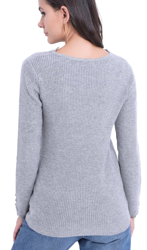 William de Faye V-neck Sweater With English Lace And Buttons On Sleeves