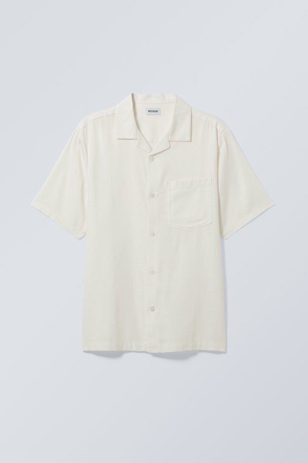 Weekday Relaxed Resort Short Sleeve Shirt Dusty White