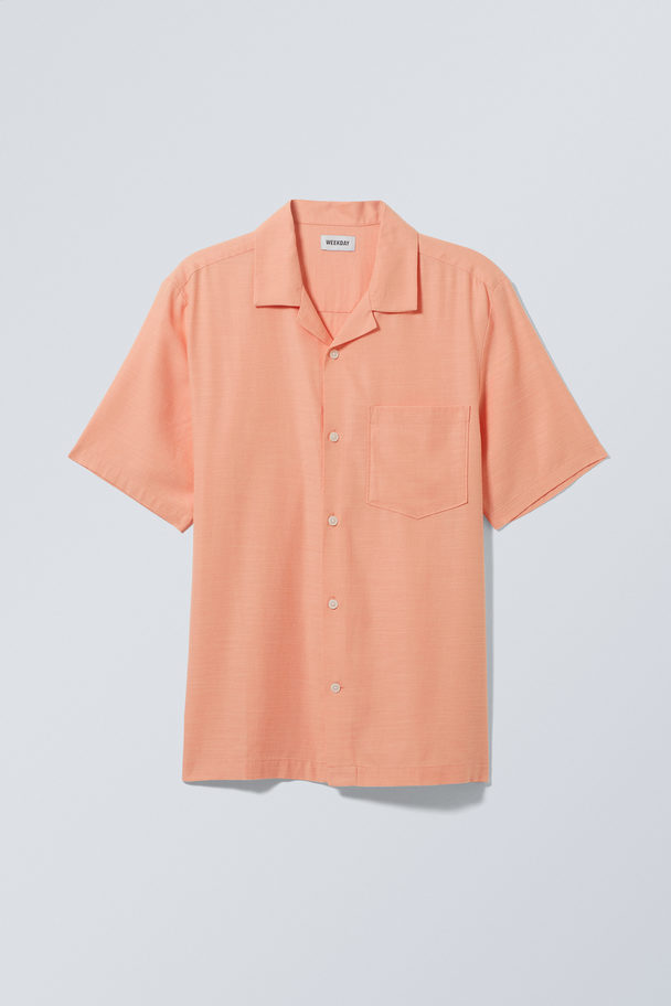 Weekday Relaxed Resort Short Sleeve Shirt Peach
