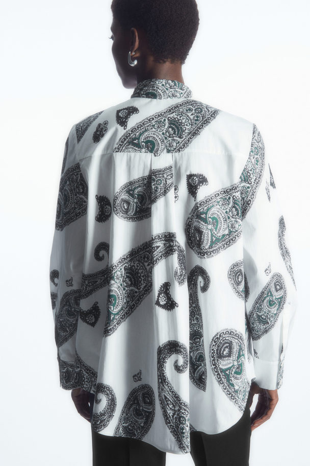 COS Oversized Bow-detail Blouse White / Black / Paisley Print