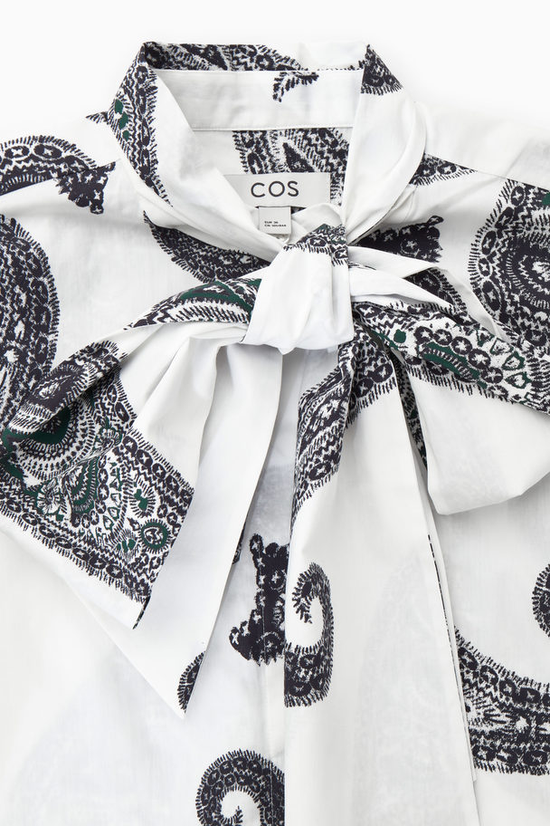 COS Oversized Bow-detail Blouse White / Black / Paisley Print