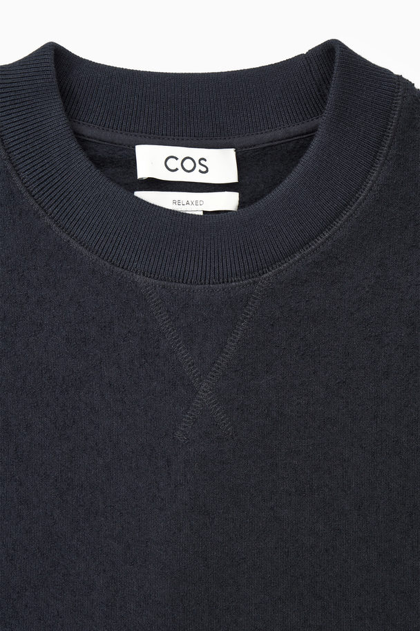 COS Sweatshirt I Trikå Med Struktur Marinblå