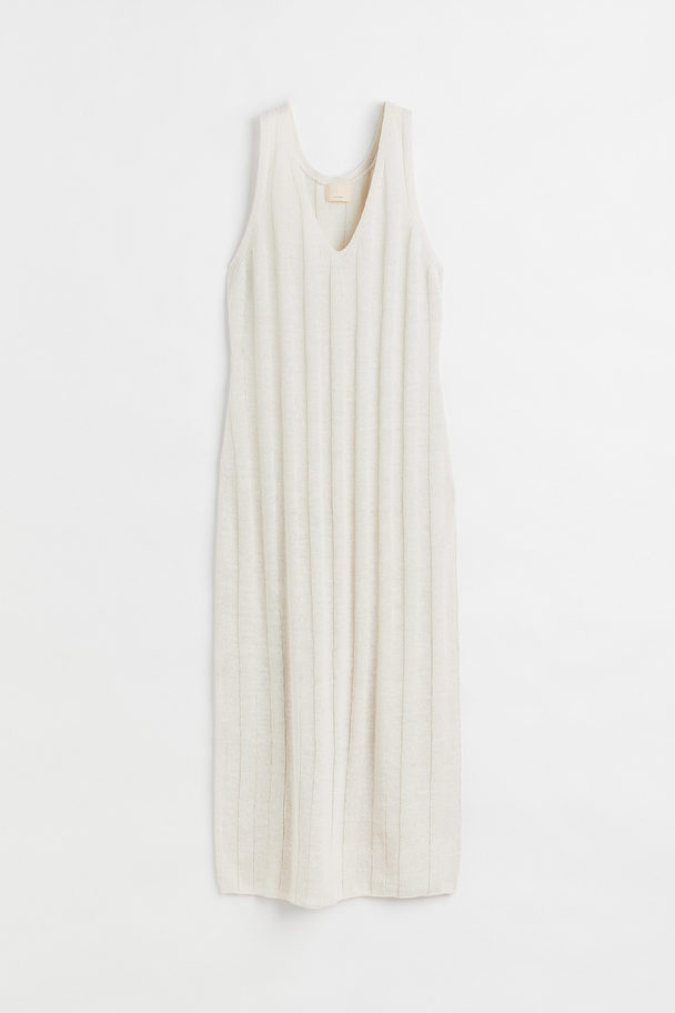 H&M Rib-knit Silk-blend Dress Light Beige