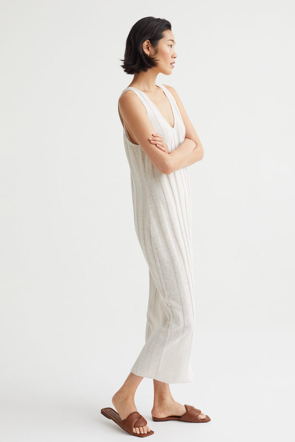 H&M Rib-knit Silk-blend Dress Light Beige