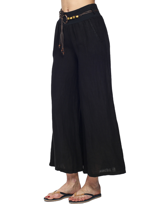 Le Jardin du Lin Full Length Skirt Pants Flared Linen Belt Included