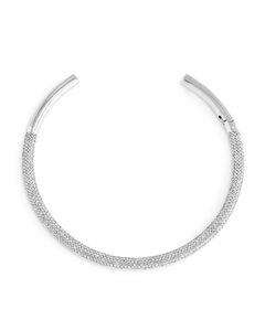 Rhinestone Cuff Necklace Silver