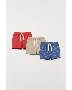 3-pack Shorts I Bomull Blå/seilbåter