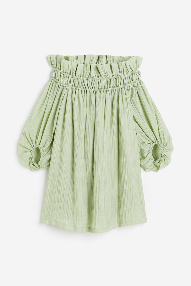 H&M Oversized Off Shoulder-kjole Lys Grønn