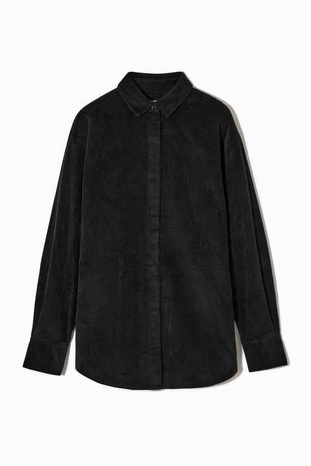 COS Oversized Cotton-blend Corduroy Shirt Black