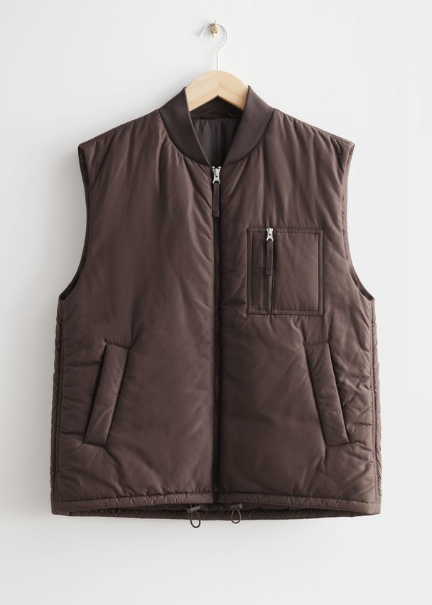 & Other Stories Padded Zip Vest Brown