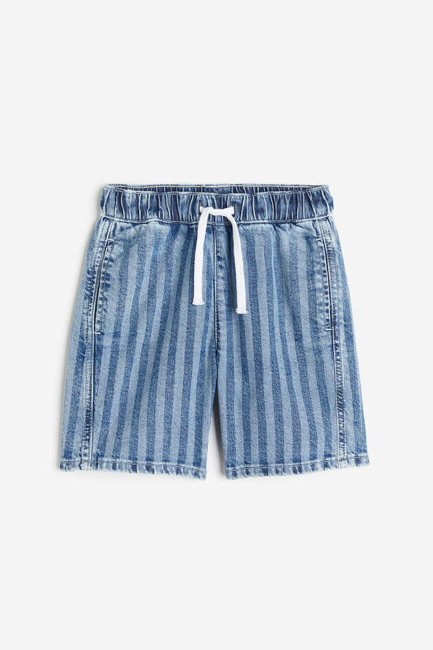 H&M Pull-on-Shorts Denimblau/Gestreift