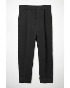 Straight Woven Trousers Black